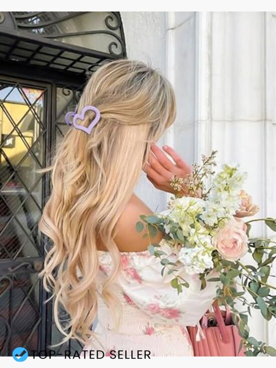 6 Matte Heart Nonslip Jaw Clips - Cute Styling Accessories for Thin and Thick